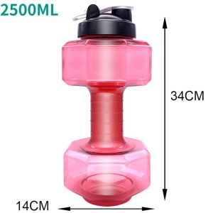 Gym Running Water Dumbbell Sport Bottle Large Capacity Fitness Bodybuilding Exercise Outdoor Bicycle Camping Cycling Bottle – Color : Silver